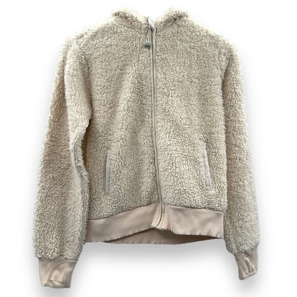 Athleta Girl So‎ Snug Cream Long Sleeve Sherpa Jacket w/ Thumbholes Size L Girls - Picture 2 of 11